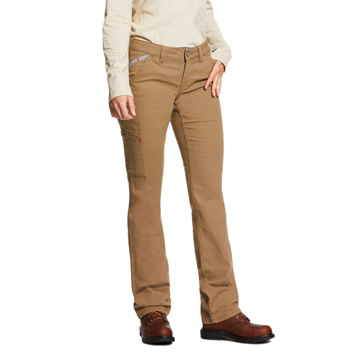 Ariat FR Stretch DuraLight Canvas Stackable Straight Leg Pant in Khaki